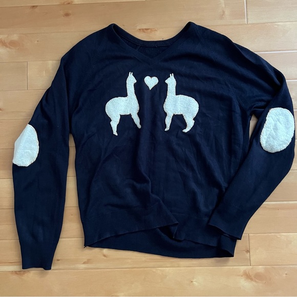 Upcycled Llamas in Love Sweater - Picture 1 of 7